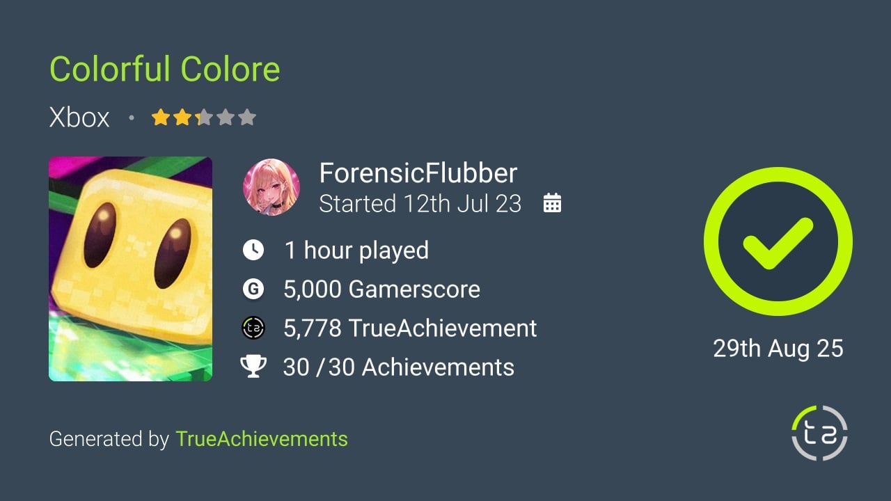 Colorful Colore achievement summary